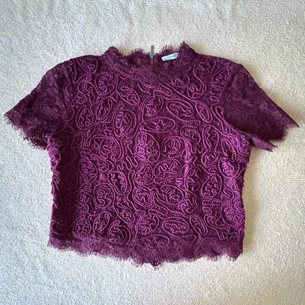 Zara Deep Wine Lace Blouse